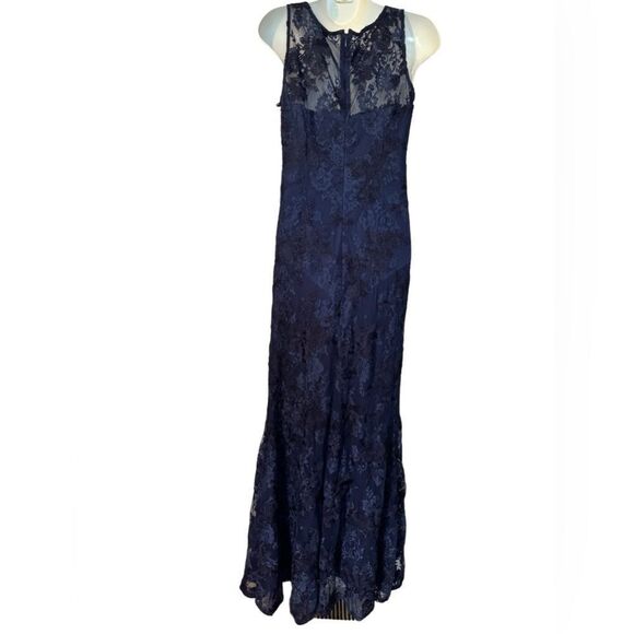NWT Karl Lagerfeld Navy Floral Lace Maxi Gown - Picture 7 of 12